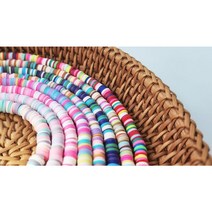 [파랑새97] 폴리머 믹스 칩 비즈 슬라임 파츠 폰스트랩 팔찌 만들기 재료, 핑크 화이트 믹스