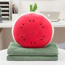 베개 이불 겸용베개 접이식 에어컨 담요 차량용 쿠션 및 베개 3 in 1 사무실 낮잠 유물, 베개 40x40cm 담요 100x170cm, 수박