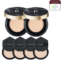 [NEW CLIO] 블랙마블 클리오 더블 커버킬 마그넷 팩트 에어 +파스텔헤어끈2개, 본품2개+리필4개+사은품, 21호