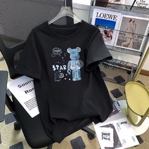 스타일아유 30종 여성 여름 면 프린트 롱박스티 오버핏 루즈핏 레터링 반팔 티셔츠 캐주얼 빅박스티셔츠