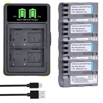 Nikon D50 D70 D70s D80 D90 D100 D200 D300 D300S D700 카메라 용 ENEL3E 및 EL3E 리튬 이온 배터리 2400mAh EN-EL3E, [07] 4 battery set