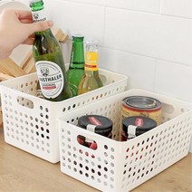 손잡이있는 일본산 경량 타공바스켓2P 실용적 공간활용 팬트리 대청소, 딥