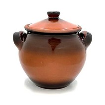 요리용 점토 냄비 더치 오븐 캐서롤 접시 빈티지 러스틱 - 3.6Qt(3.4L) 갈색 유럽식 900F 안전 접시 건강한 유기농은 음식에 독특한 맛을 부여하고 고기를 위한 슬로, 3.6