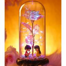 LED 꽃 무드등 조명 와이프 여친 100일 생일 선물 아내 결혼 기념일선물, 기타치는 남자와 여자
