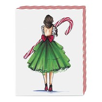 Graphique Candy Cane Girl 홀리데이 카드 | 봉투 포함 카드 20개 팩 | 크리스마스 인사말 | 글리터 액센트 | 박스 세트 | 10.8 x 14.9cm(4.2