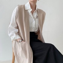 국산 여름 린넨 롱 베스트 시원한 조끼 여성 캐쥬얼