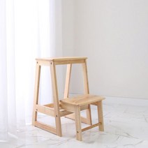 [천삼백케이] [벤트리] 접이식 원목 2단 스텝스툴, 단품
