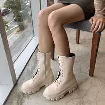 여성용 데일리 레이스업 통굽 워커 부츠 sn513