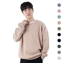 남성용 오버핏 코듀로이 소프트 라운드 맨투맨 티셔츠