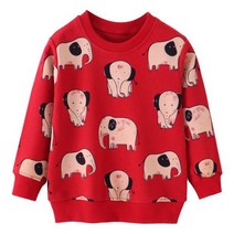 점프 미터 새로운 도착 코끼리 인쇄 아기 스웨터 유아 가을 봄 동물 스포츠 셔츠 탑 소년 소녀 판매