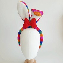 줄 토끼 동물 졸업 인생네컷 놀이공원 사진 머리띠, 파스텔