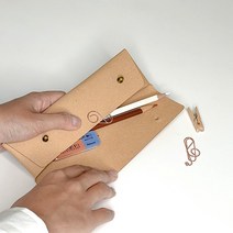 재생 가죽 필통 만들기 KIT 업사이클링 펜케이스 대학생 고등학생 중학생 펜 파우치, 베이지