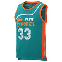Aolapo Flint Tropics Jersey Moon 33 농구 저지 남성용 S-XXXL 화이트., X-Large