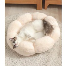 강아지 고양이 구름방석 꽃모양 원형 마약 도넛 쿠션, 그린+화이트