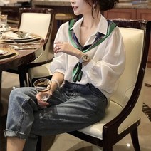 헬리꽁땡 [헬리꽁땡]로엘스카프셔츠블라우스2종(스카프+블라우스), 화이트/3XL(88)