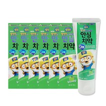 뽀로로 안심치약 80g 6개/3세 5세 무불소 키즈 유아 어린이 사과향 딸기향, 천연 사과향 6개
