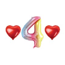 숫자 4 하트 풍선 추억 만들기 세트, 03.레인보우 4