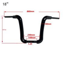 자전거 일체형 핸들바 오토바이 행거 핸들 바 할리 로드 킹 돌파 다나 스트리트 파이터, 18 블랙 1.25인치