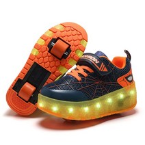 히든 바퀴힐 신발 운동화 롤러슈즈 롤러 스케이트 소년/용 LED USB 조명 바퀴 스니커즈 이중 빛나는, [12] 39, [02] 808-orange