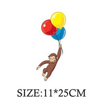 저스트씨 호기심 많은 조지 원숭이 패치 의류 열전달 열 스티커 DIY T 셔츠 아이언 온 키즈 자켓 Appliqued, [34] 12-D