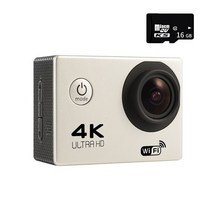 무선 원격 140 광각 캠 풀 울트라 hd 4k 비디오 녹화 카메라 오토바이 타기 및 스키 야외 액션 카메라, 04 Silver With 16G Card