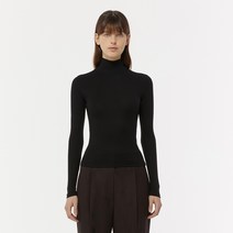 레이디볼륨 HIGH NECK LONG SLEEVE SLIM T-SHIRT_BLACK - BLACK 127528