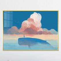 아트블루 귀여운 그림 하늘 고래 일러스트 액자 아이방 아기방 인테리어 소품, 3번 하늘고래 C