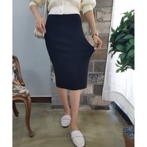 상상그이상 여성용 베이직 니트 스커트 고급스러운 짜임 허리밴딩 H라인 부드러운 슬림핏 일자 골지 미디기장 따뜻하고 여성스러운 핏감 데일리치마