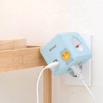 파워존 카카오 파워큐브 USB 4000W 고용량 멀티탭 블루 라이언 16A, 75mm, 1개