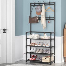 로아 신발장 옷걸이 다용도 시스템 행거, 블랙 5단