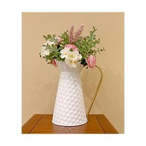 빈티지 아연 도금 꽃병 농가 장식 투수 가정 장식용 소박한 금속 우유 주전자…, White