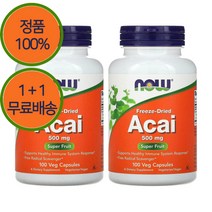 1+1 나우푸드 동결 건조 아사이 아사히 팜베리 500mg 캡슐 카테킨 안토시아닌 함유