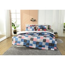 지베누오 국내생산 40수 순면 아가일퀼트 누빔 차렵 숙면 불면증완화 마약 이불 베개 세트