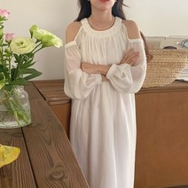 보라카이원피스 개강룩 봄코디 여름 오프숄더 루즈핏 퍼프소매 롱스커트
