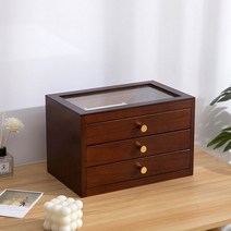 미니보석함 악세사리 보관함 귀걸이 반지 주얼리 목걸이 정리함 원목 케이스, 3. 호두 3 층 30 x 19 x 18