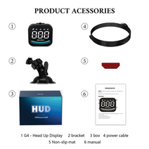 차량 속도계 hud 카플레이 모니터 Wyobd g4 헤드 업 디스플레이 led 자동 스마트 디지털 알람 알림 gps 모든 자동차 용 자동차 액세서리, 모든 차량용 g4 gps
