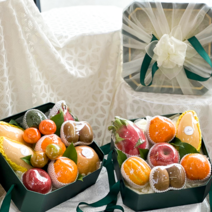 앨리스윗 프리미엄 과일선물세트 팔각선물 모듬 과일바구니 선물, 중, 카키 ×선택안함, 1개