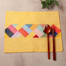 하마공방 고급 색동 모시 전통 테이블 매트, 40cmX30cm, 카키색