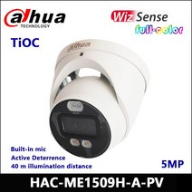 CCTV 보안 카메라 Dahua TiOC HAC-ME1509H-A-PV HDCVI 5MP 풀 컬러 활성 억제 고정 안구 내장 마이크 IP67 12V 30% DC, [01] 2.8mm, 01 2.8mm