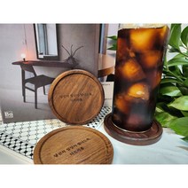 우드 코스터 원목 나무 컵받침 각인 홈카페 주문제작 단체선물, 각인(나눔명조), 다크브라운