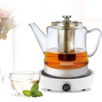 친정집선물 차만들기용 인덕션유리포트 가정용 분위기내기 신혼부부 까페 2인가구, 이탈리아노 인덕션 유리포트(1800ml)