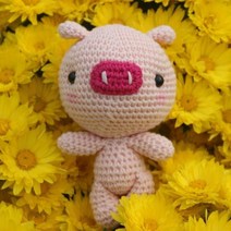 코바늘하나면돼 키링돼지인형 3 코바늘인형 아미구루미 손뜨개 DIY 키트 태교뜨개, 연살구