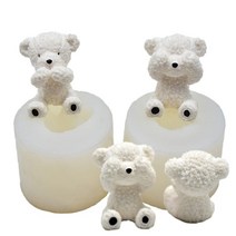 [Ever garden] 곰 입체 2 개 세트 곰 솜털 실리콘 몰드 레진 아로마 스톤 석고 수제 비누 촛불 수지 점토 오르고 나이트 목욕 실리콘 몰드 형 빼기 형 키트 도구 핸드 메이드 곰 동물