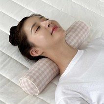 집콕 경추베개 거북목 일자목 목디스크 수건 경추목베개, 메밀 체크핑크, 1개