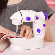 가정용 오버로크미싱 오버록 미싱 미니 재봉틀 싱거 자수 오바로크, 08. Pink US Plug Table