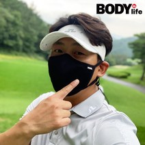 [바디인라이프] 숨쉬기편한 골프마스크 빨아쓰는 자외선차단 필터교체 미세먼지 등산 자전거 러닝 운동 스포츠 마스크, M + 필터 1매, 블랙