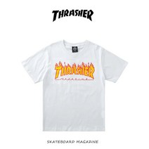 Thrasher flame T-shirt 트레셔 플레임 로고 반팔 백색