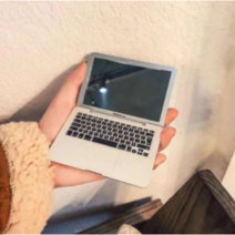 애플 맥북 미니 에어 휴대용 초소형 손거울 노트북 접이식 거울 소품 장식 아이디어, 화이트