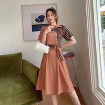 셀럽당 원피스 여 여름 반팔 슬림핏 여름 셔츠 스커트