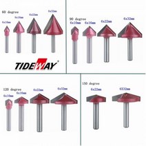 목공 트리머 6mm V 비트 CNC 솔리드 카바이드 엔드 밀 3D 라우터 1 개 목재 텅스텐 목공 MDF 밀링 커터 60, 13 1Pcs 150degree 6X22